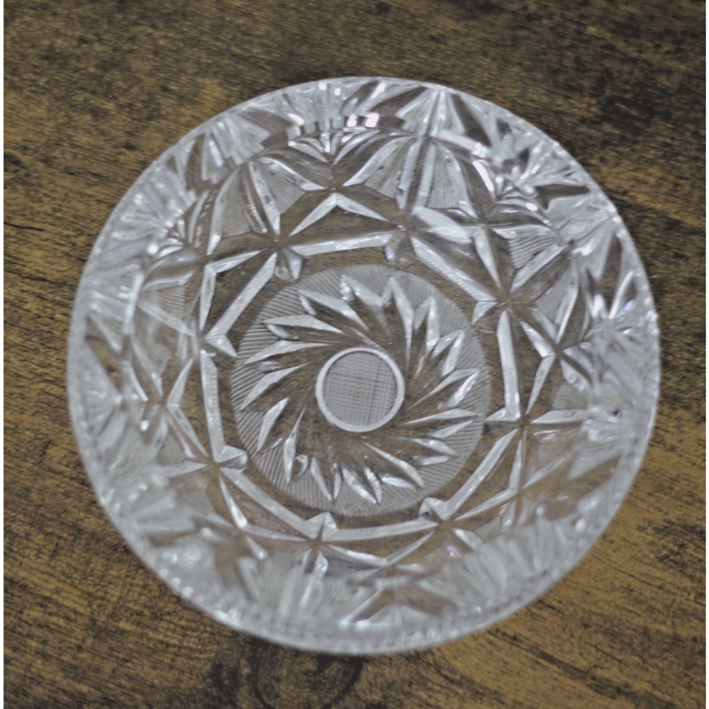 VTG Czech Bohemian Crystal Ashtray 5.5" Heavy Cut Glass Gift for Him Collectible - Picture 5 of 13